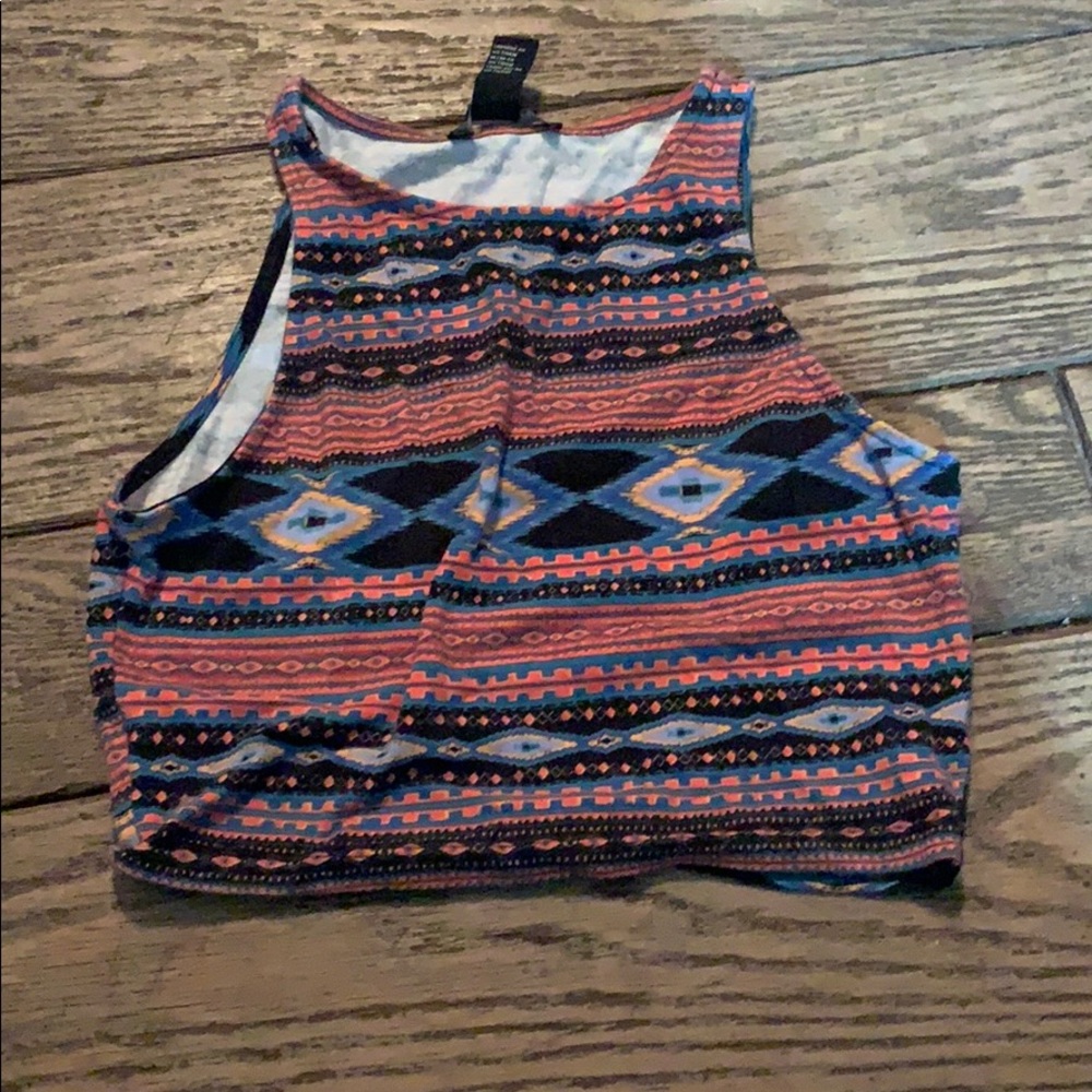 Multi colored patterned crop top